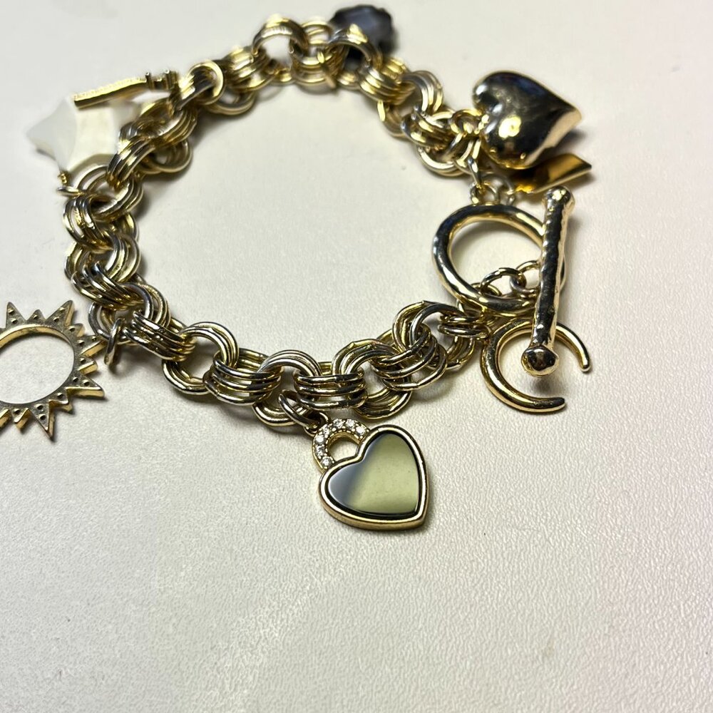 Luna Norte Gold Tone CZ Charm Bracelet Toggle Clasp - Picture 5 of 12